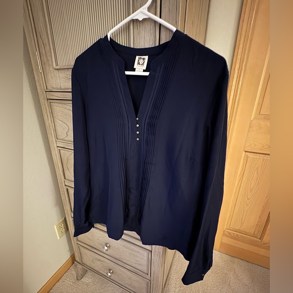 Anne Klein Navy Blouse